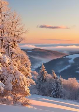 Snowy Mountain Sunset