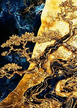 Golden Bonsai Tree Art