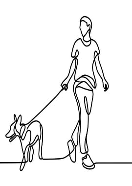 One Line Dog Walker