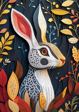 Papercut Rabbit in Forest