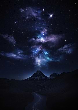 Mountains and Starry Sky
