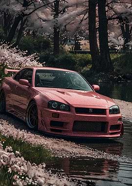 Pink Nissan Skyline R34