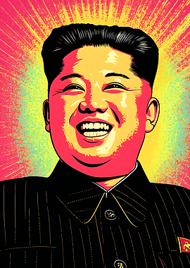 Kim Jong-un Pop Art Portrait North Korea Rockman World Political Leader Figure Wall Art Illustration Fan Art
