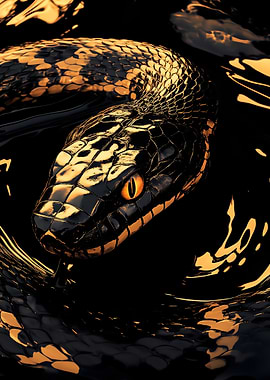 Black Snake with Golden Scales