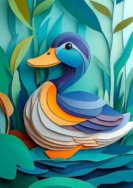 Papercut Duck in Nature