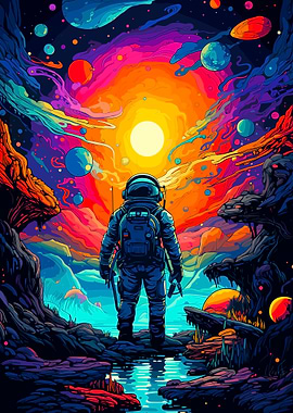 Astronaut in Cosmic Landscape