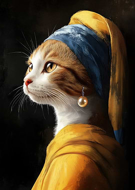 Cat with Pearl Earring