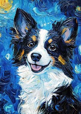 Dog Portrait in Starry Night Style
