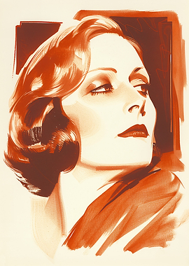 VintagThe Mysterious Lady - Greta Garbo Vintage Postere Woman Portrait