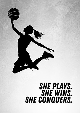Basketball Player Silhouette - She wins