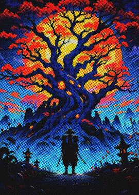 Samurai Under a Giant Tree
