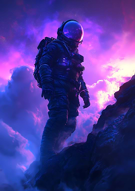Astronaut in Purple Nebula