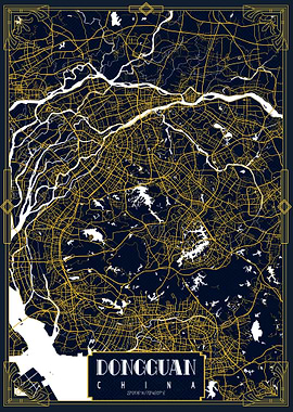 Dongguan City Map China Gold