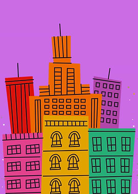 Colorful NYC Cityscape Illustration