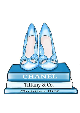 Blue Glitter Heels on Books