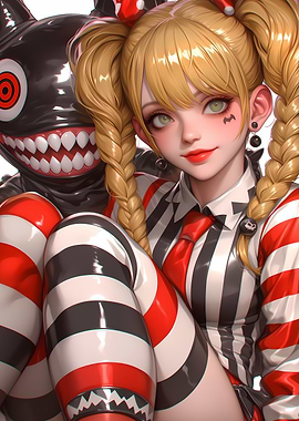 Anime Girl with Monster Gaming