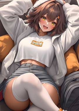 Anime Girl in White Hoodie