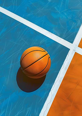 Basketball on colorful Court