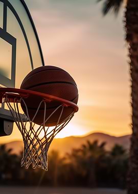 Basketball Hoop Sunset