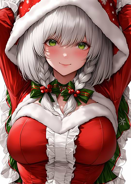 Anime Girl in Santa Outfit