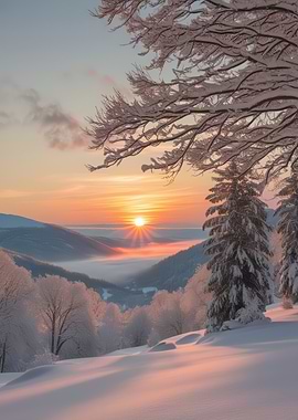 Snowy Mountain Sunrise