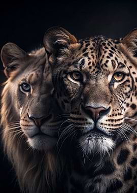 Lion and Leopard Close-up