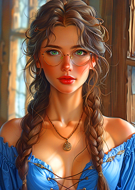 Woman with Braids and Glasses