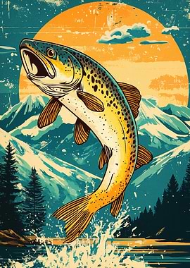 Jumping Trout Poster