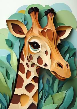 Papercraft Giraffe Portrait