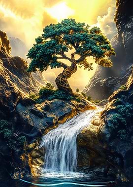 Waterfall and Tree