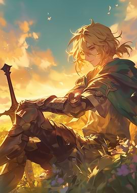 Anime Knight at Sunset