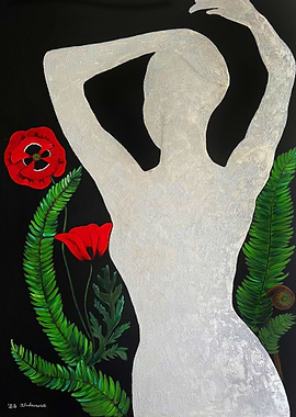 The shape of woman with Poppies