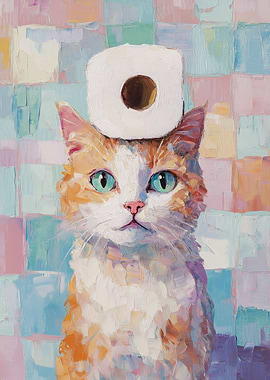 Cat with Toilet Paper