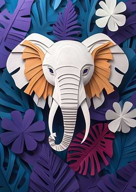 Paper Elephant in Jungle