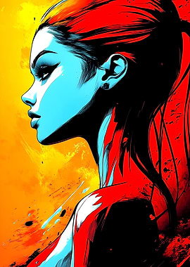 Woman in Red and Blue