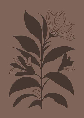 Monochrome Botanical Silhouette in Warm Brown