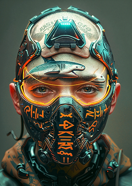 Cyberpunk Mask with Shark