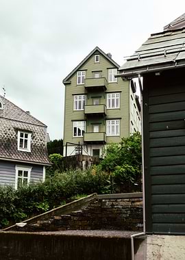 Green Wooden House with Balconies in Odda Norway OU