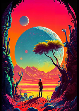 Alien Landscape with Lone Figure
