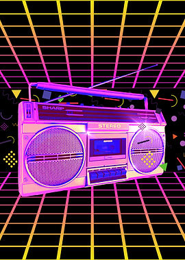 Retro Boombox on Grid 80s life
