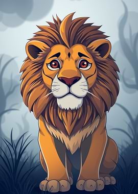 Sad Lion Cub Illustration