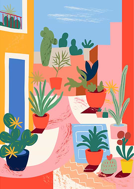 Colorful Patio with Plants