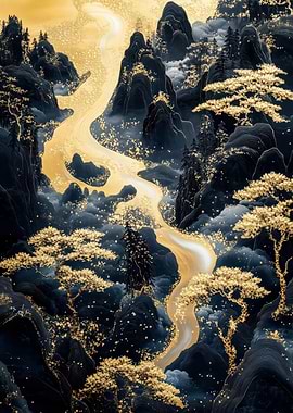 Golden River Landscape