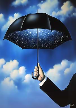 Surreal Umbrella with Starry Night Sky