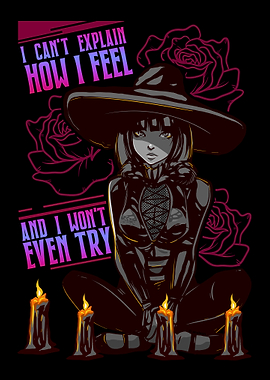 Goth Anime Girl with Candles