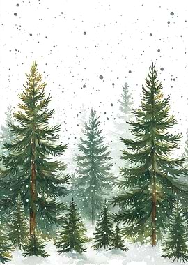 Snowy Pine Forest