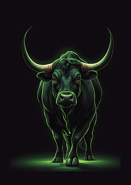 Neon Green Bull Illustration