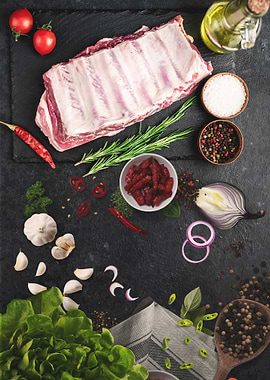 Raw Pork Ribs with Spices