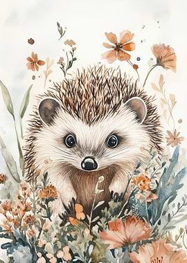 Hedgehog in Flowers