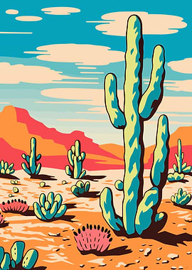 Desert Cactus Landscape Matisse Fauvism